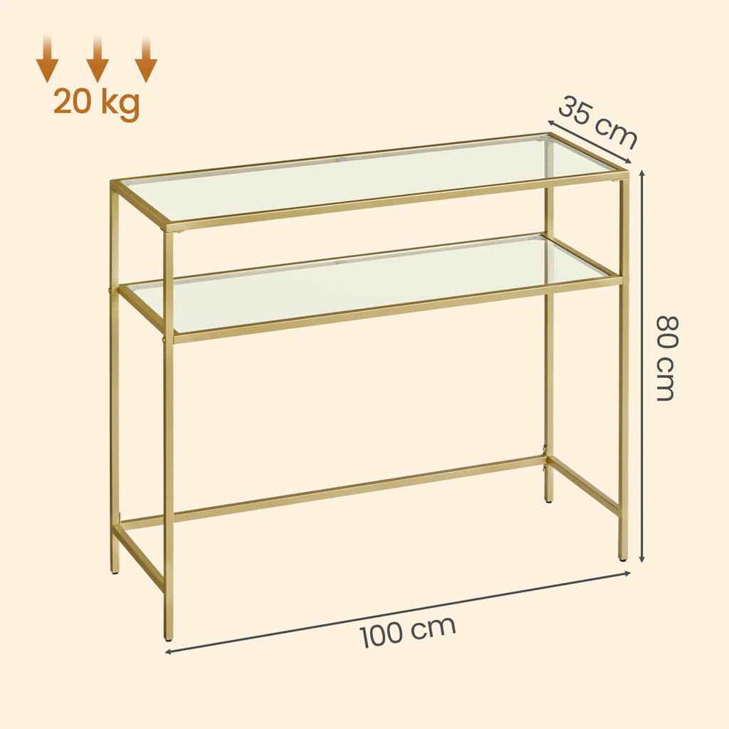 VASAGLE Table Console, Dessus en Verre Trempé, Montage Facile