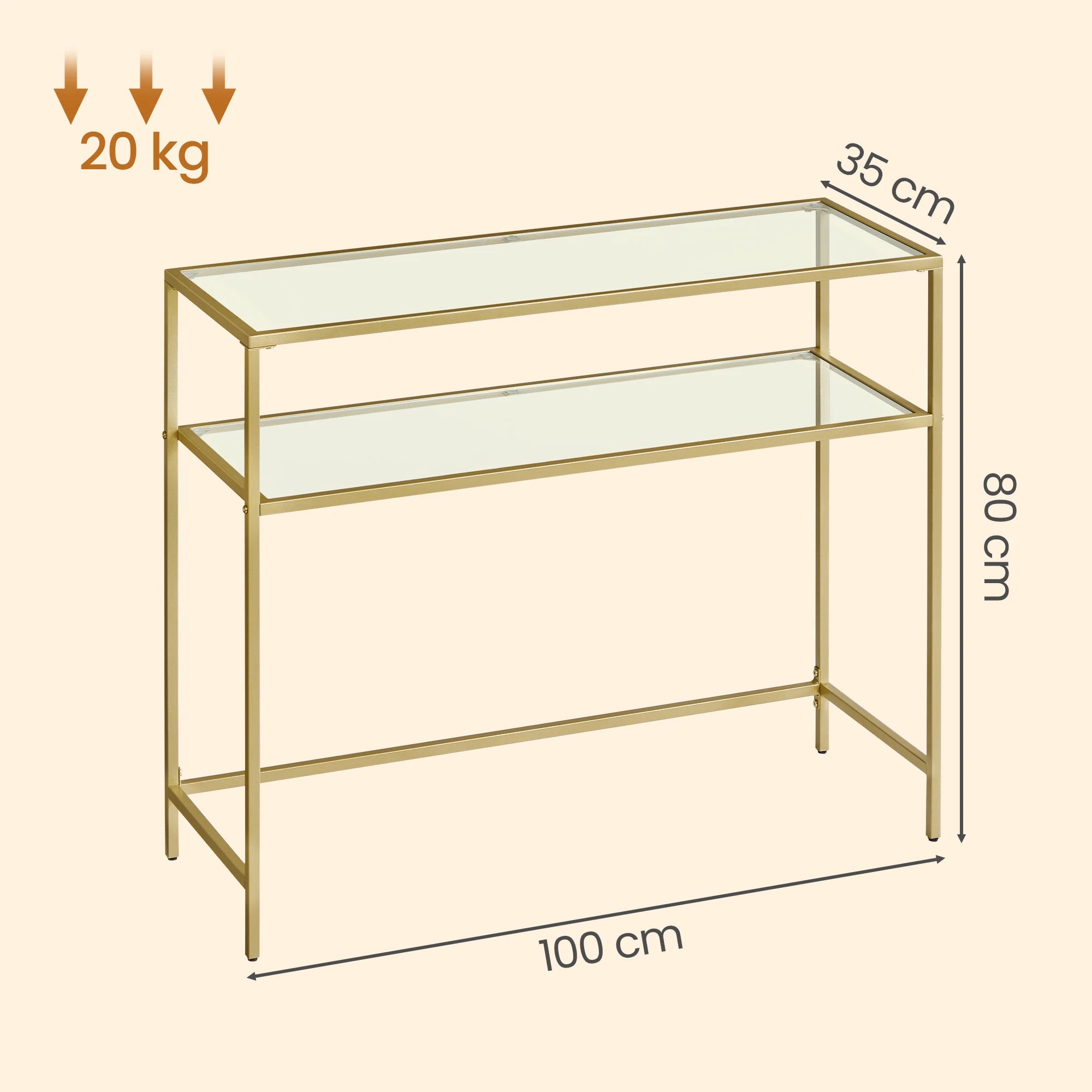 VASAGLE Table Console, Dessus en Verre Trempé, Montage Facile