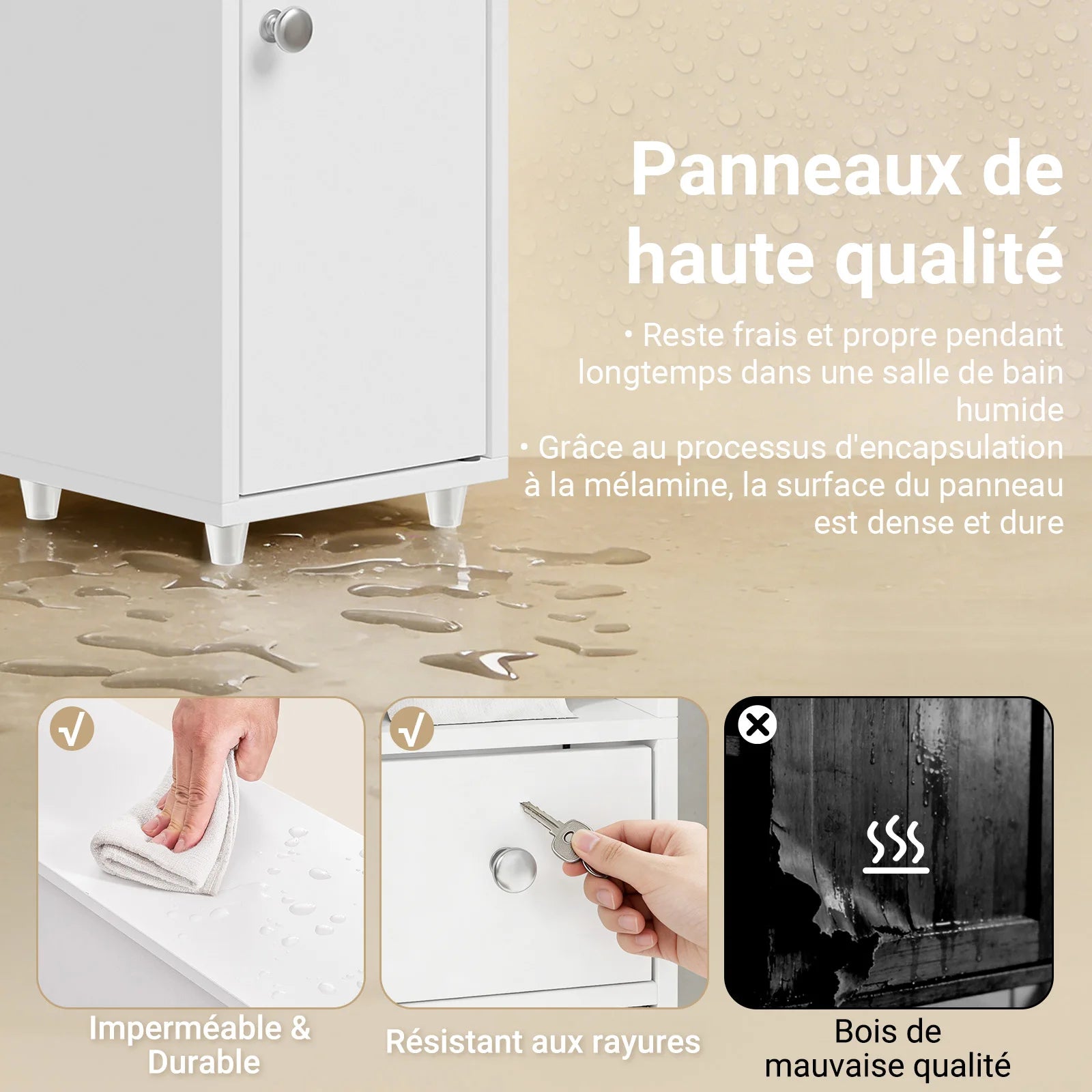 SoBuy BZR219-W Bathroom wardrobe Smalty 20cm Toilet Paper wardrobe Drawer & Paper Roll Holder bathroom Side wardrobe Standing Small Niches Shelf Wc & bathroom White