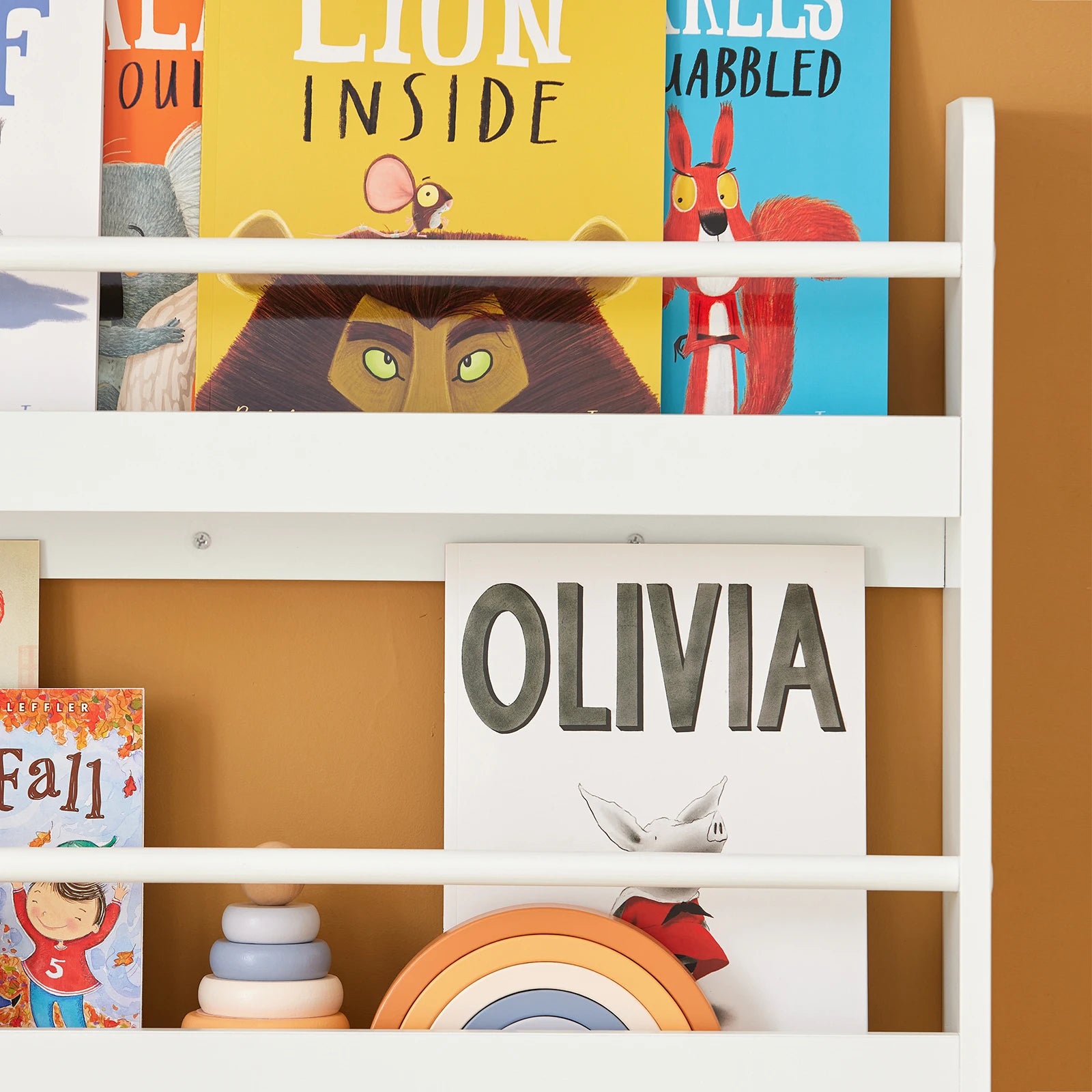 SoBuy KMB08-W children’s shelf, bookshelf for kids, wall shelf, hanging shelf, storage shelf with 4 compartments for books and decor