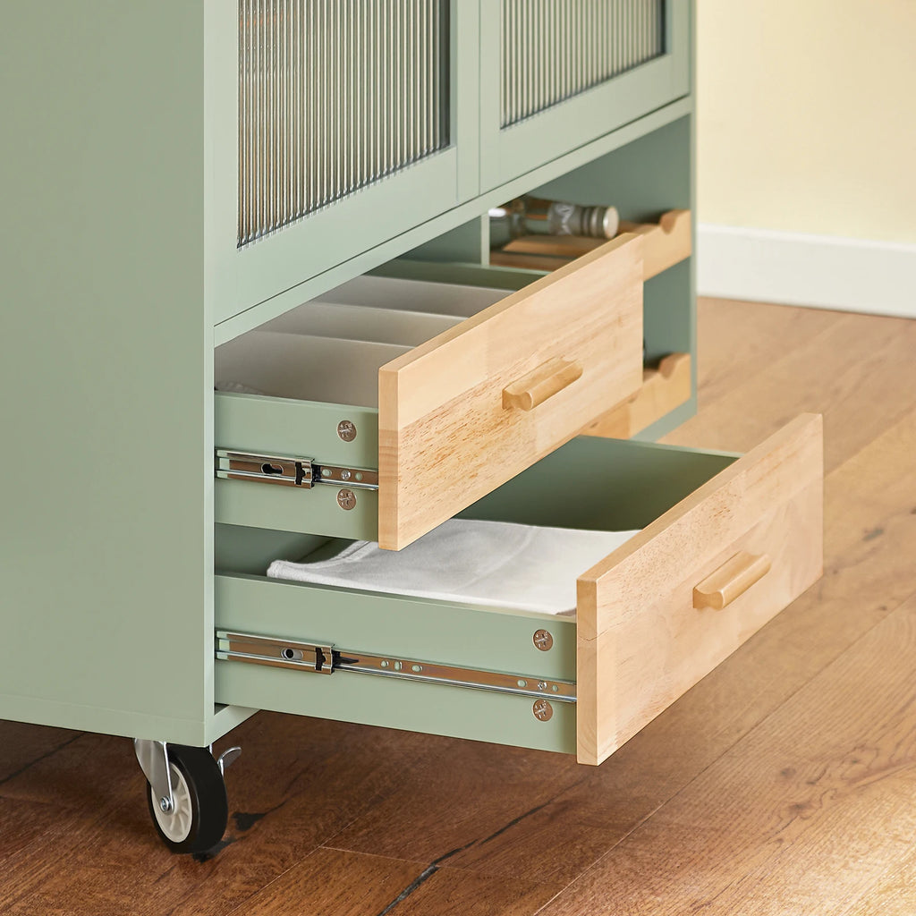 SoBuy FKW114 Kitchen Trolley with Wine Glass Holder and Bottle Holder for Light Mobility Sideboards for kitchen and Dining Room