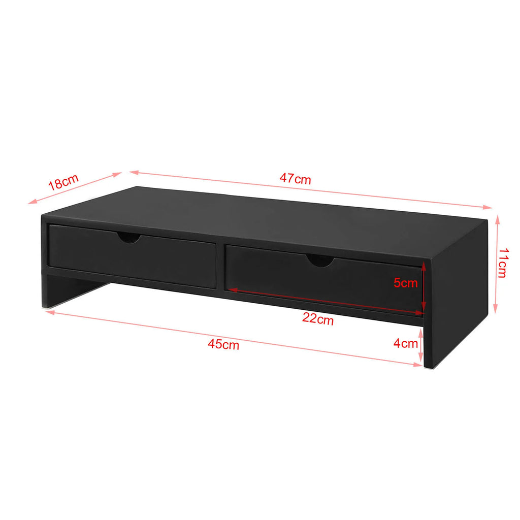 SoBuy BBF02 monitor screen stand, monitor riser with 2 drawers, WDH approx. 47x11x18cm