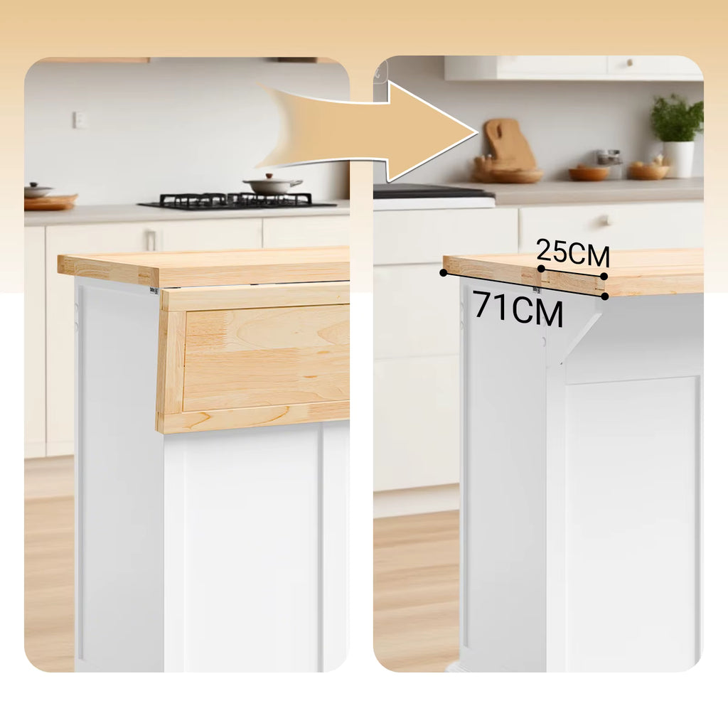 SoBuy FKW71-II Kitchen Island with pull-out work plate and drawers Barcart for kitchen 115x92x(46-71)cm