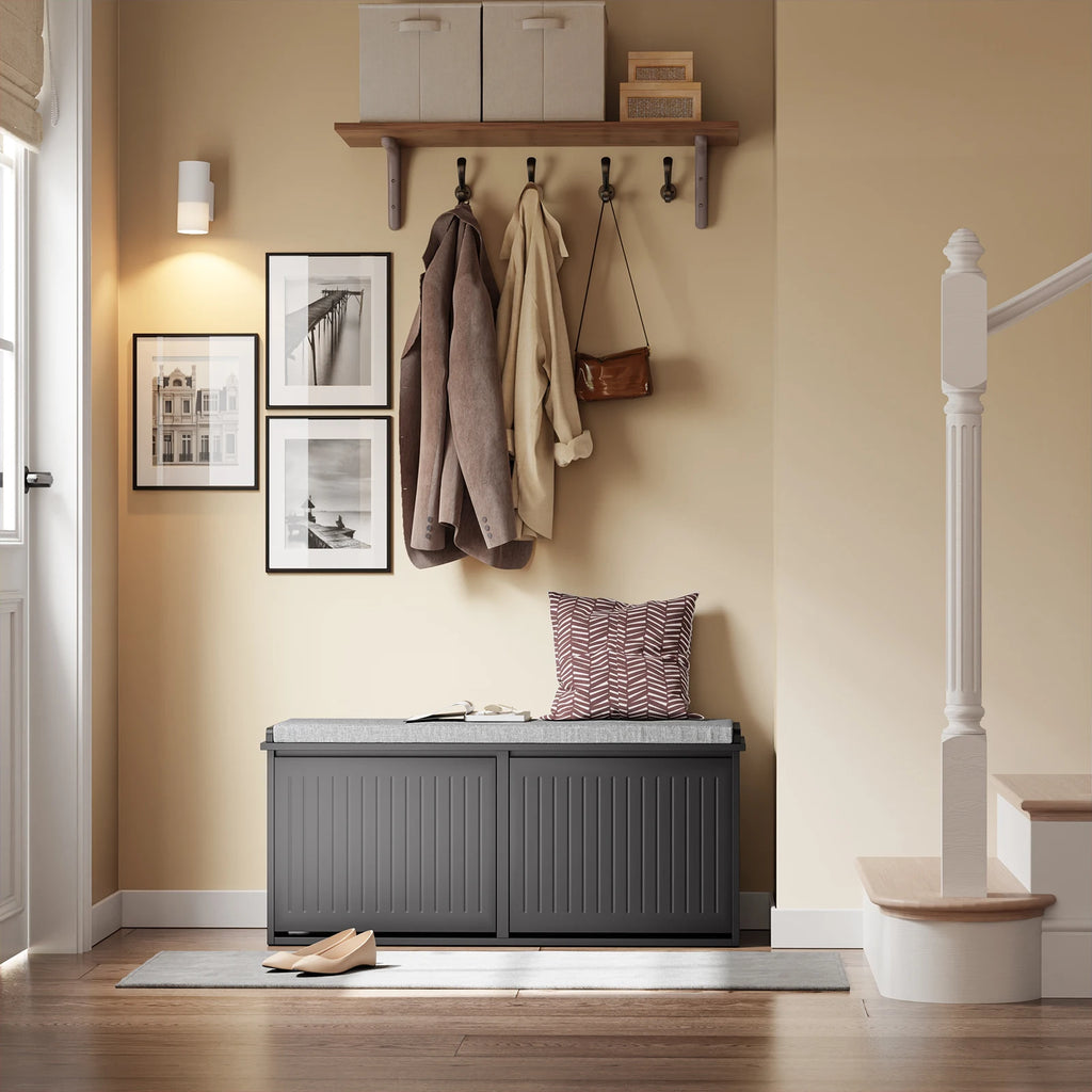 SoBuy FSR98-XL bench with storage space, shoe bench with seat, up to 158kg 100x46x26CM
