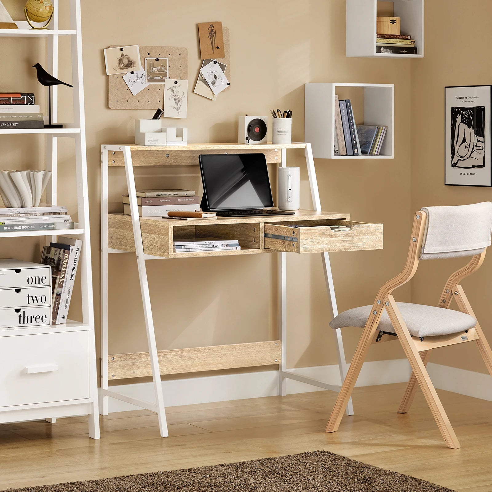 SoBuy FWT63-N Desk with tray computer table work table office table table with drawer