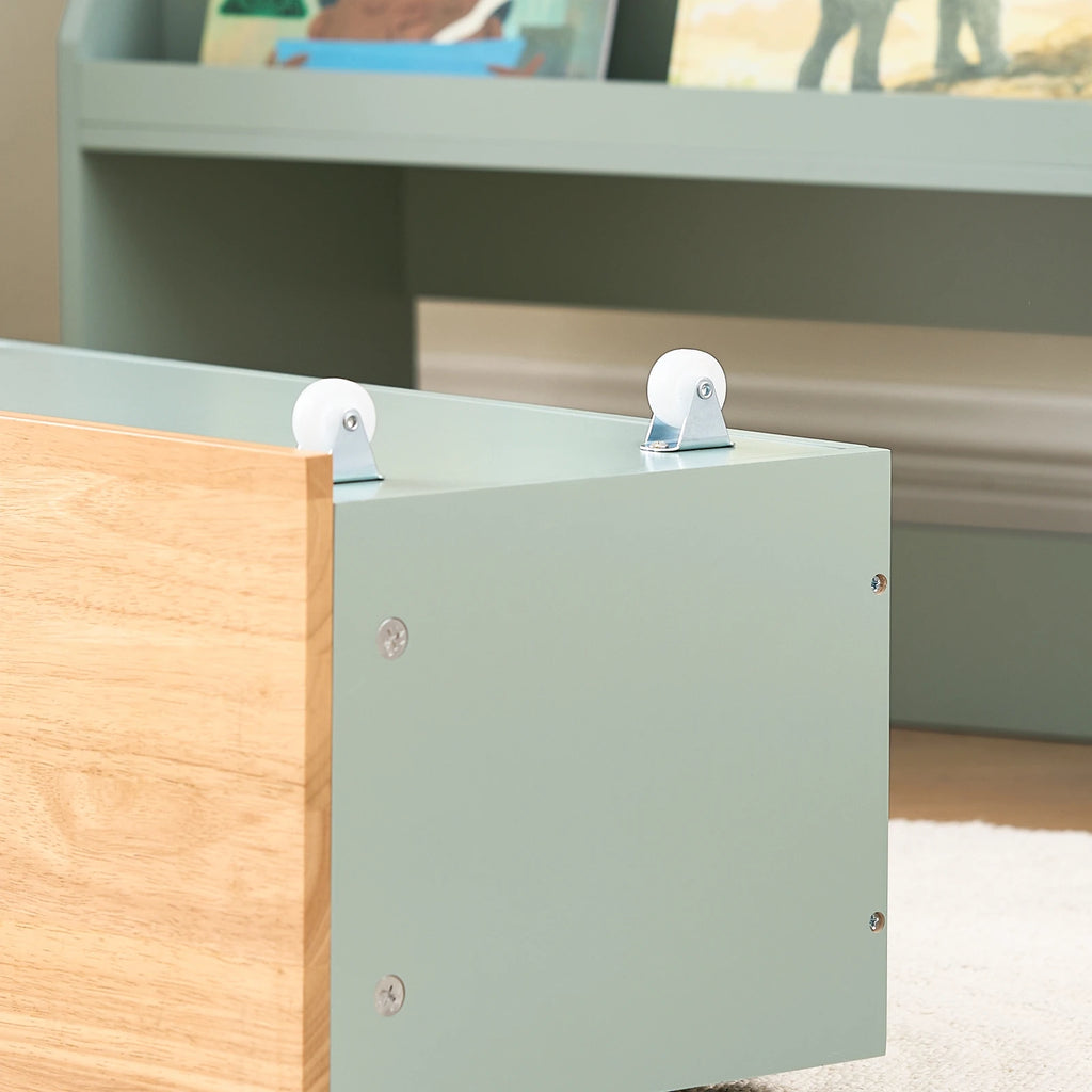 SoBuy KMB95-GR Children's Bookshelf with 4 Shelves and Removable toys chest Green Natural BHT approx. 62x80x30cm
