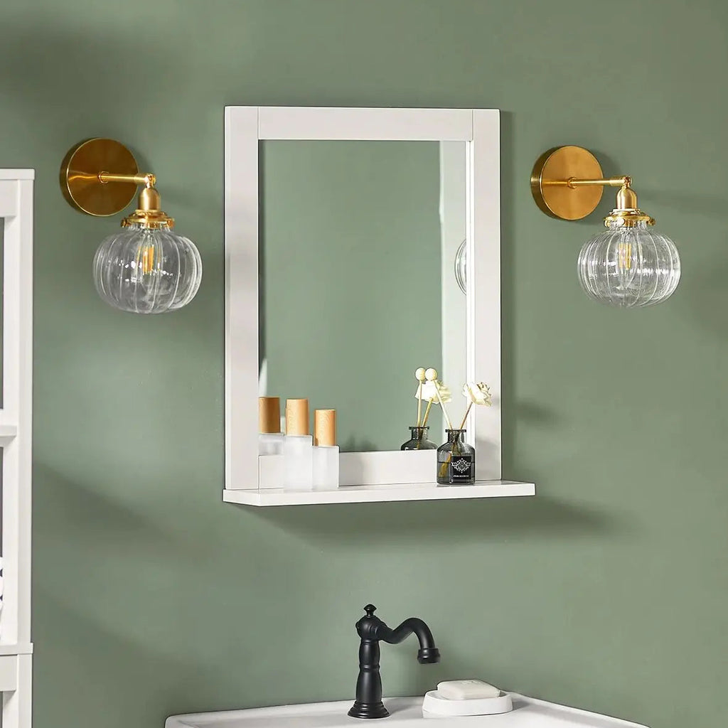 SoBuy FRG129-W mirror wall mirror bathroom mirror with shelf white BHT: 40x49x10cm