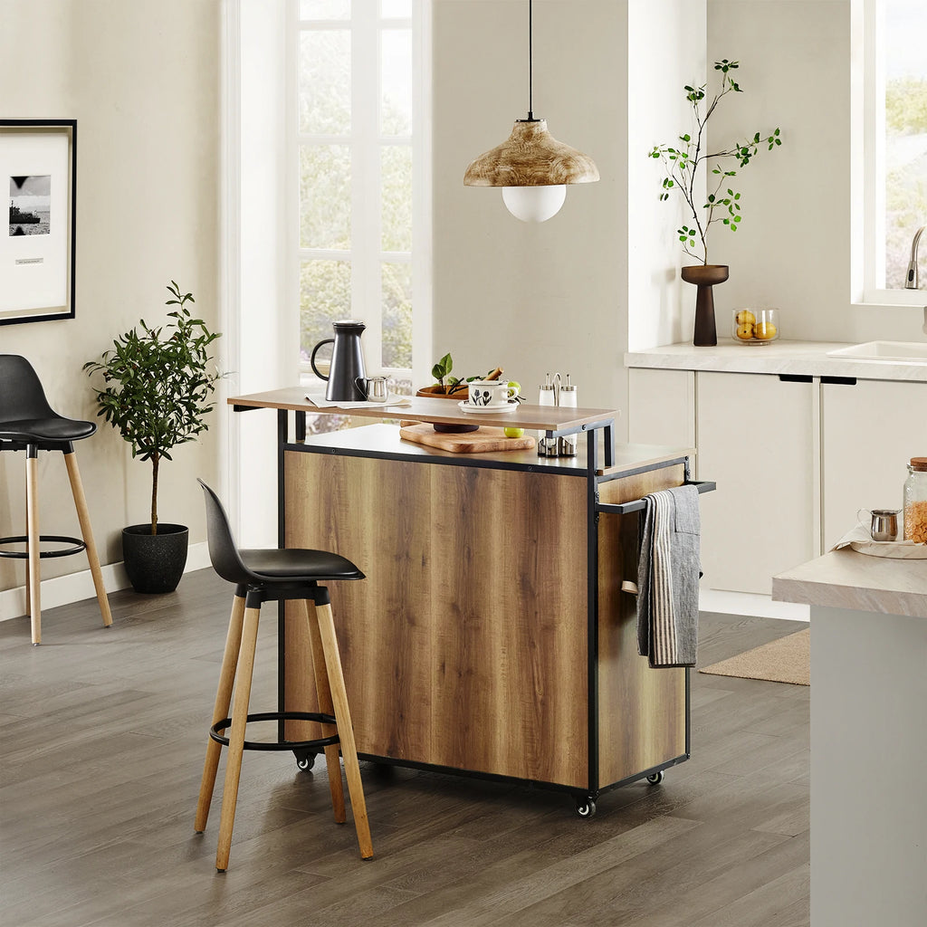 SoBuy KNL02-PF Design Kitchen Carts with Working plate Kitchen Island with Doors and Drawers Sideboard on Rollers Kitchen Trolley