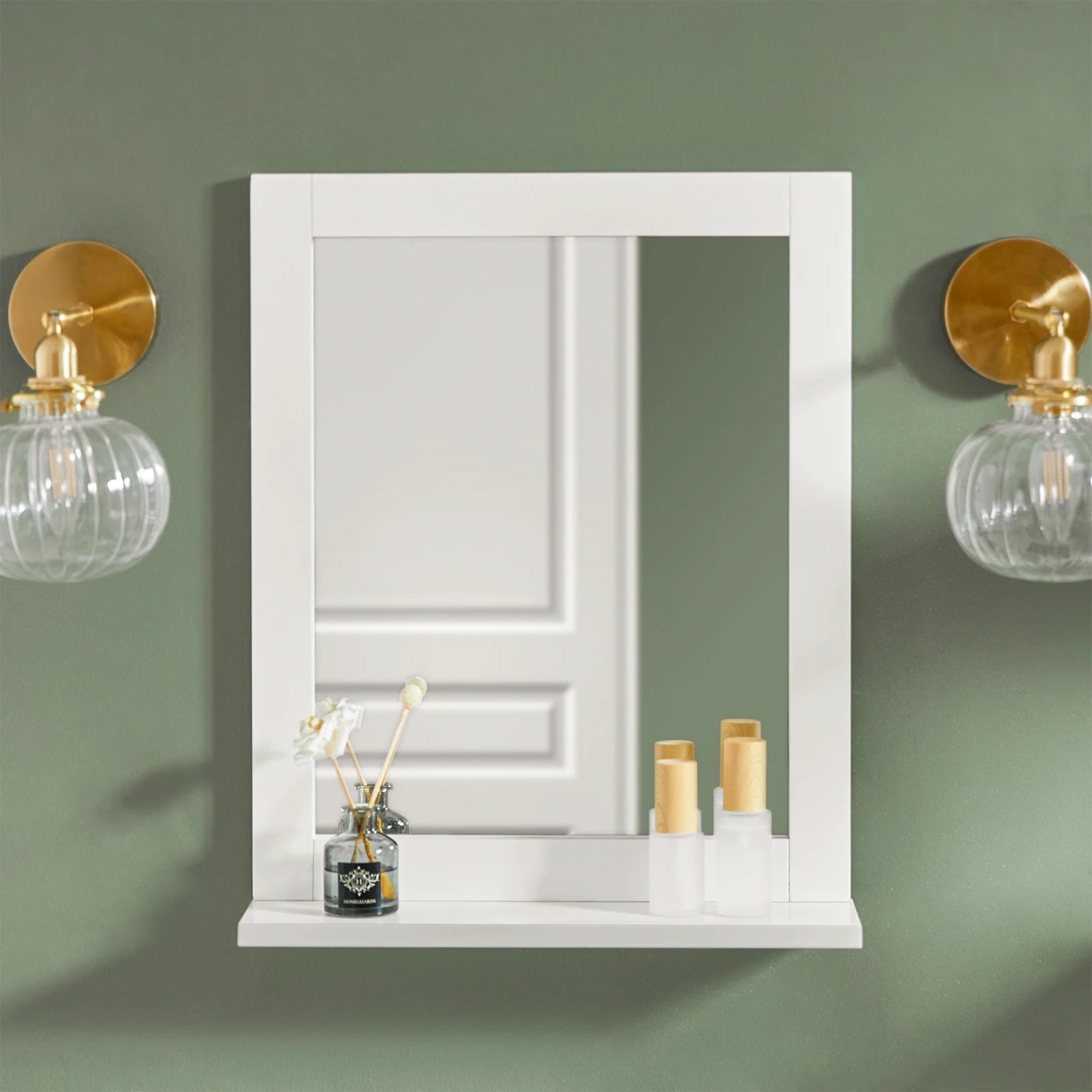 SoBuy FRG129 mirror wall mirror bathroom mirror with shelf dark gray BHT. 40x50x10cm