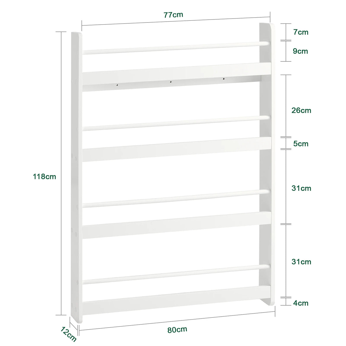 SoBuy KMB08-W children’s shelf, bookshelf for kids, wall shelf, hanging shelf, storage shelf with 4 compartments for books and decor