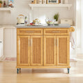 SoBuy FKW69-N Kitchen Island Kitchen Trolley with Expandable stainless steel Work plate Kitchen wardrobe serving trolley