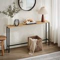 SoBuy FSB19-E console table narrow hallway table – console tables for the living room, vintage metal sideboard, robust design – ideal for hallway furniture, office – natural & black, 120x65x20cm