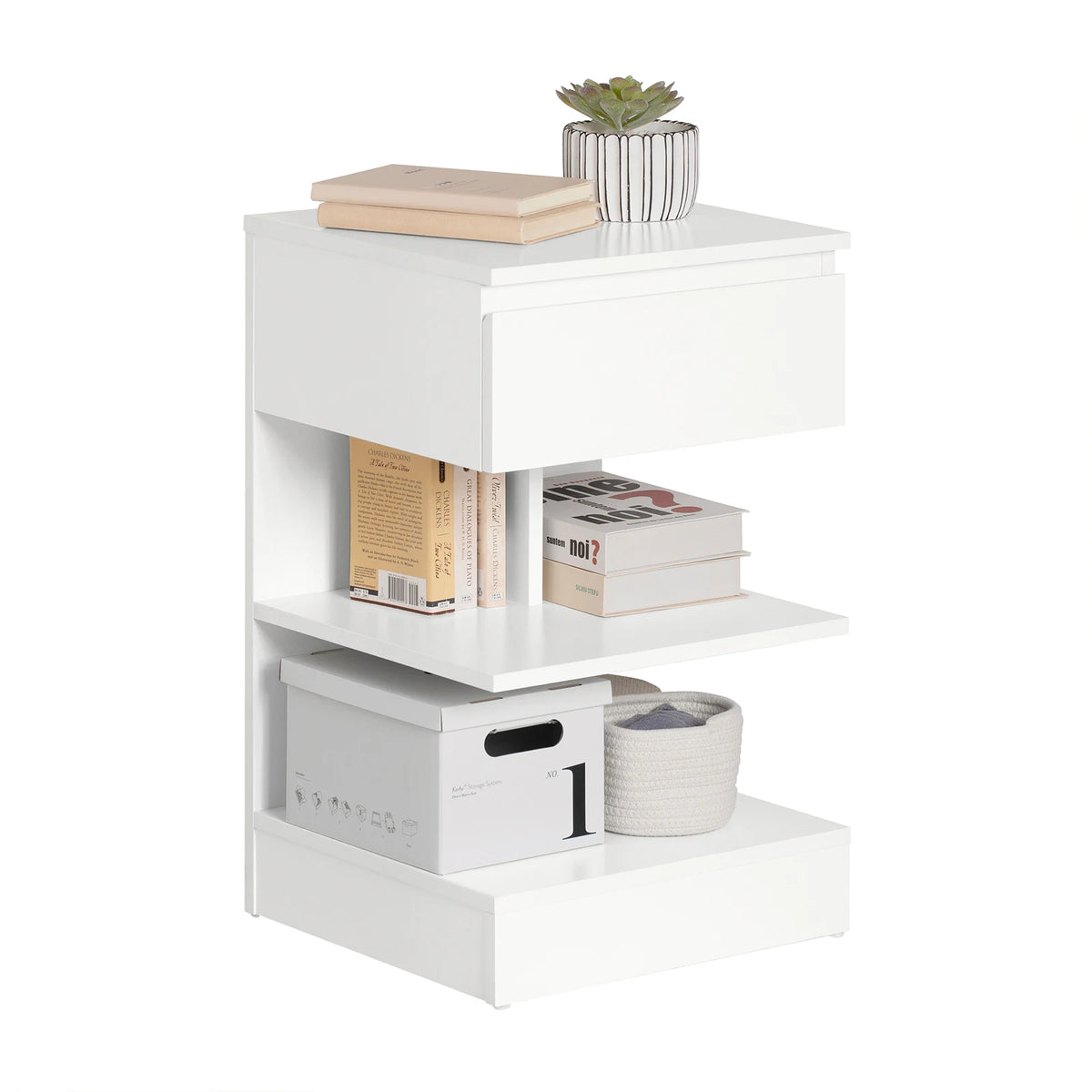 SoBuy FBT49 side table bedside table bedside cabinet dresser with 1 drawer and 3 shelves BHT approx.: 39x65x39cm