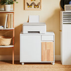 Meuble à dossiers blanc et bois