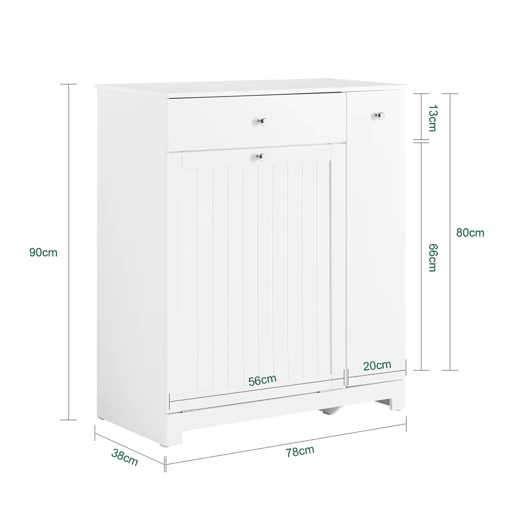 SoBuy BZR214-W Bathroom Cabinet with laundry collector, 1 drawer, 2 baskets & pull-out compartment 78x38x90cm