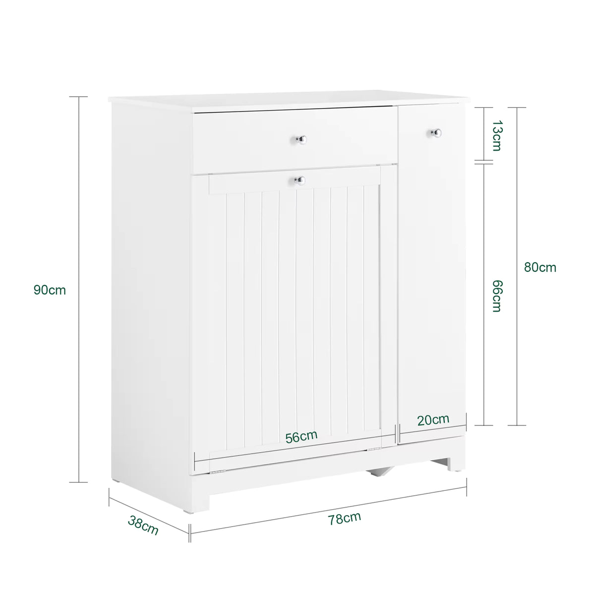 SoBuy BZR214-W Bathroom Cabinet with laundry collector, 1 drawer, 2 baskets & pull-out compartment 78x38x90cm