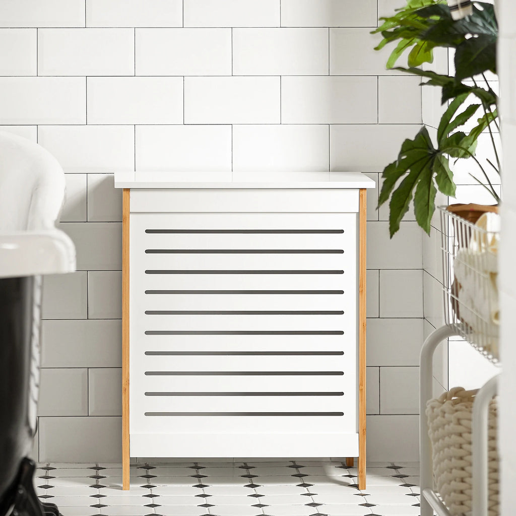 SoBuy FSS66-WN Laundry chest laundry basket laundry collector laundry bin with lid laundry box white natural