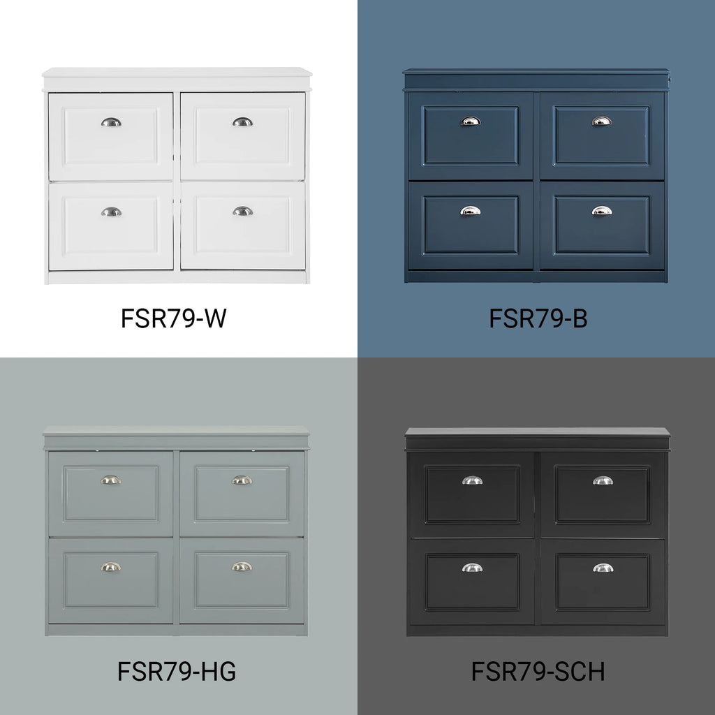 SoBuy FSR79 Shoe Cabinet with 4 flaps, Narrow Shoe Dumpster with 8 shelves, Adjustable shoe rack for hallway, 105x82x24