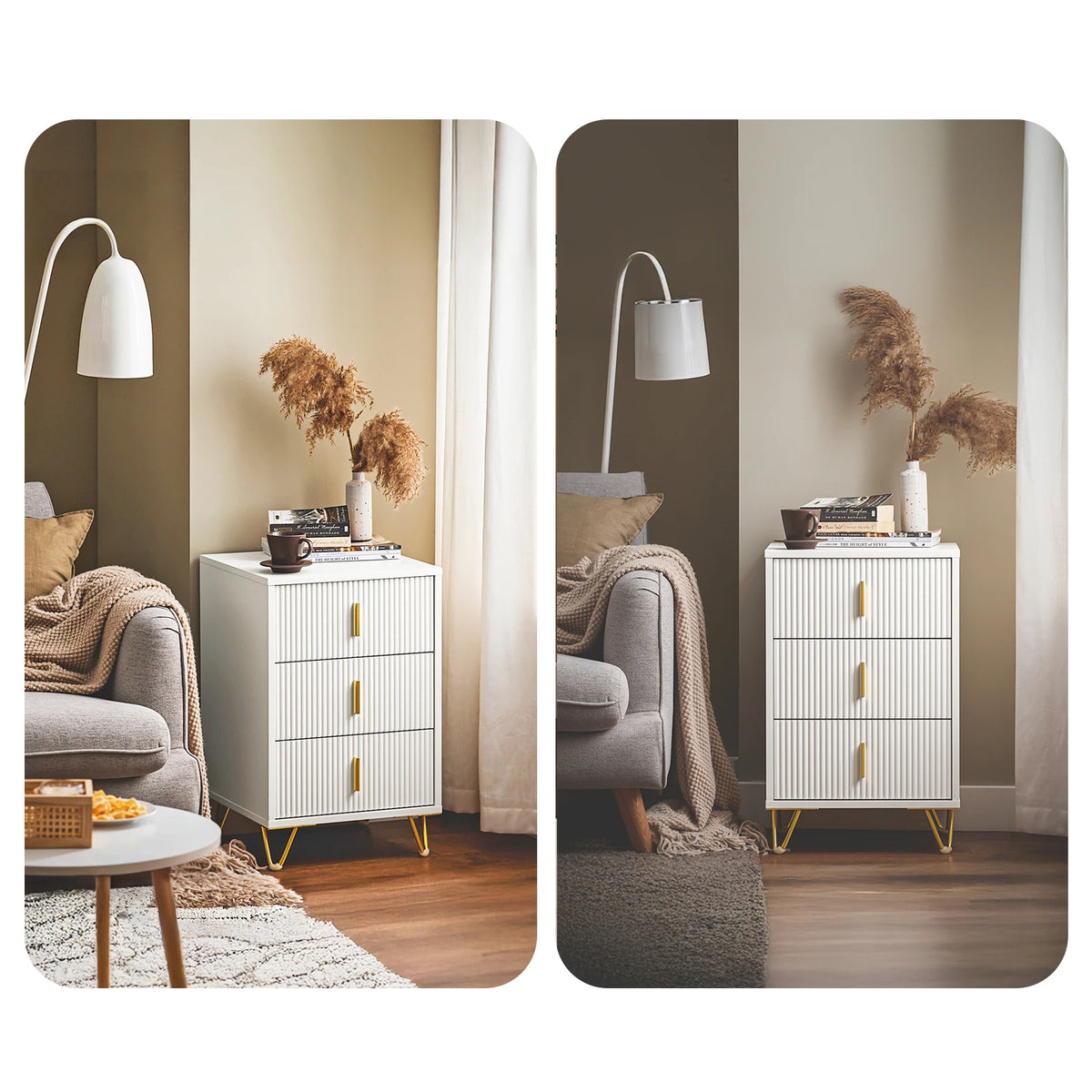 SoBuy FBT115-L 3 drawer bedside table for box spring bed sofa table side table table phone table bedside cabinet