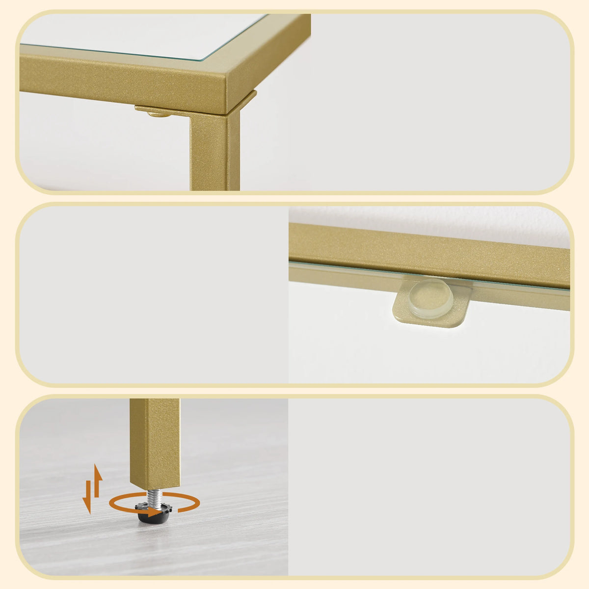 VASAGLE Table Console, Dessus en Verre Trempé, Montage Facile