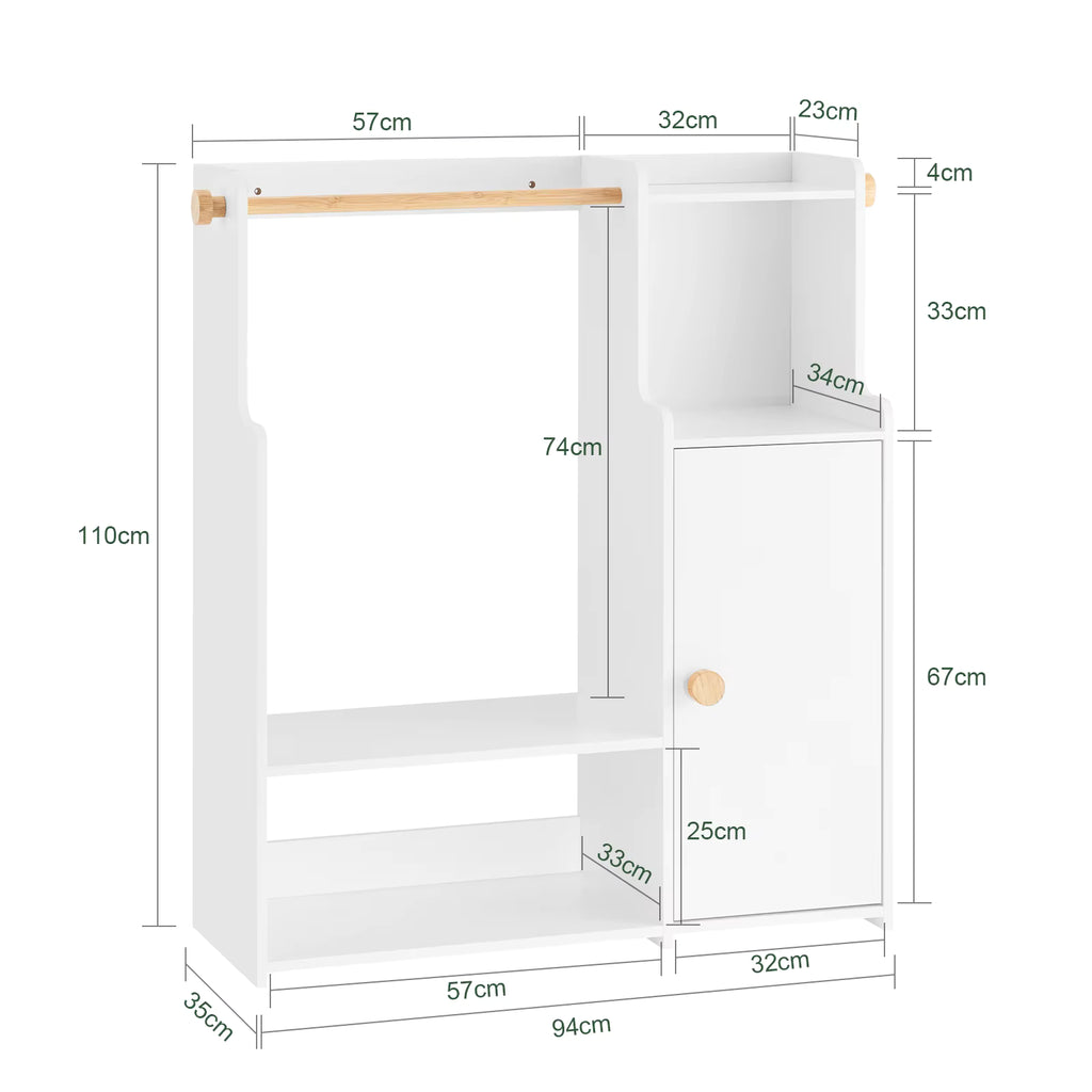 SoBuy KMB110-W Children's wardrobe closet Children's Shelf with Doors wardrobe Children Shelf Stand wardrobe White 94x110x35