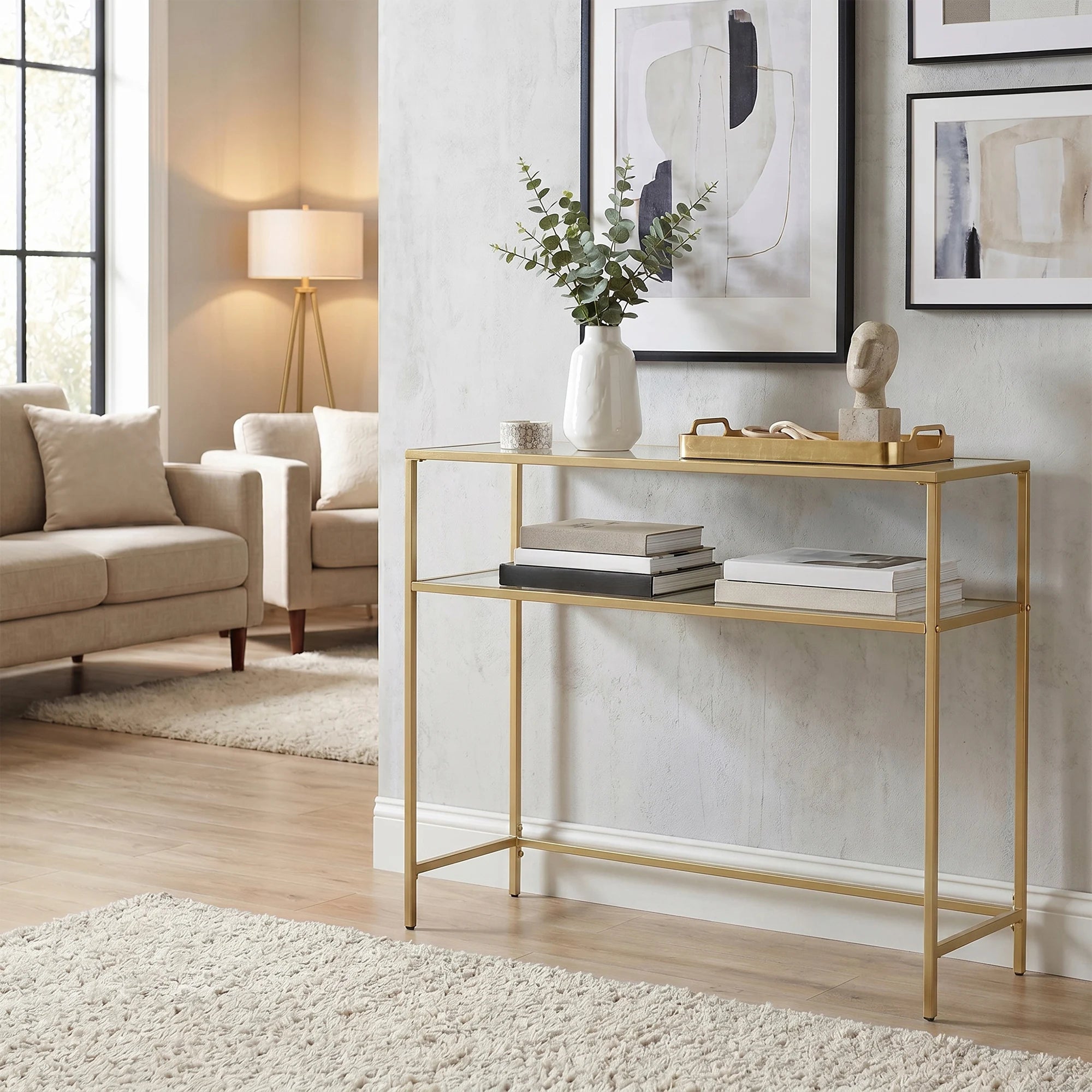 VASAGLE Table Console, Dessus en Verre Trempé, Montage Facile