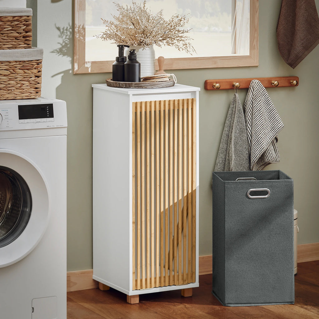 SoBuy BZR126-W laundry wardrobe with fold-out laundry bag laundry chest laundry collector laundry basket bathroom wardrobe BHT approx. 32x85x33cm