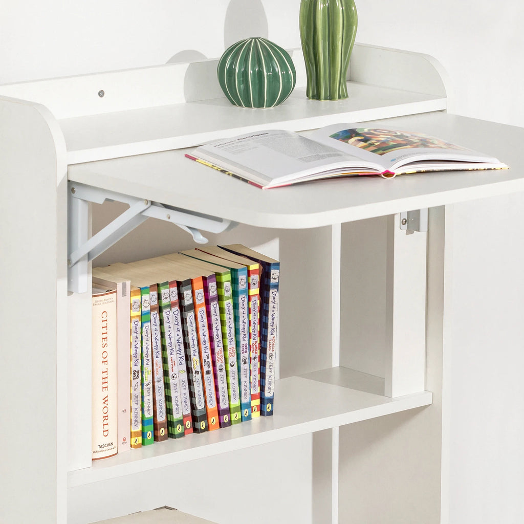 SoBuy FWT92 Folding Computer table table with shelves Folding table work table office table for home office wall table