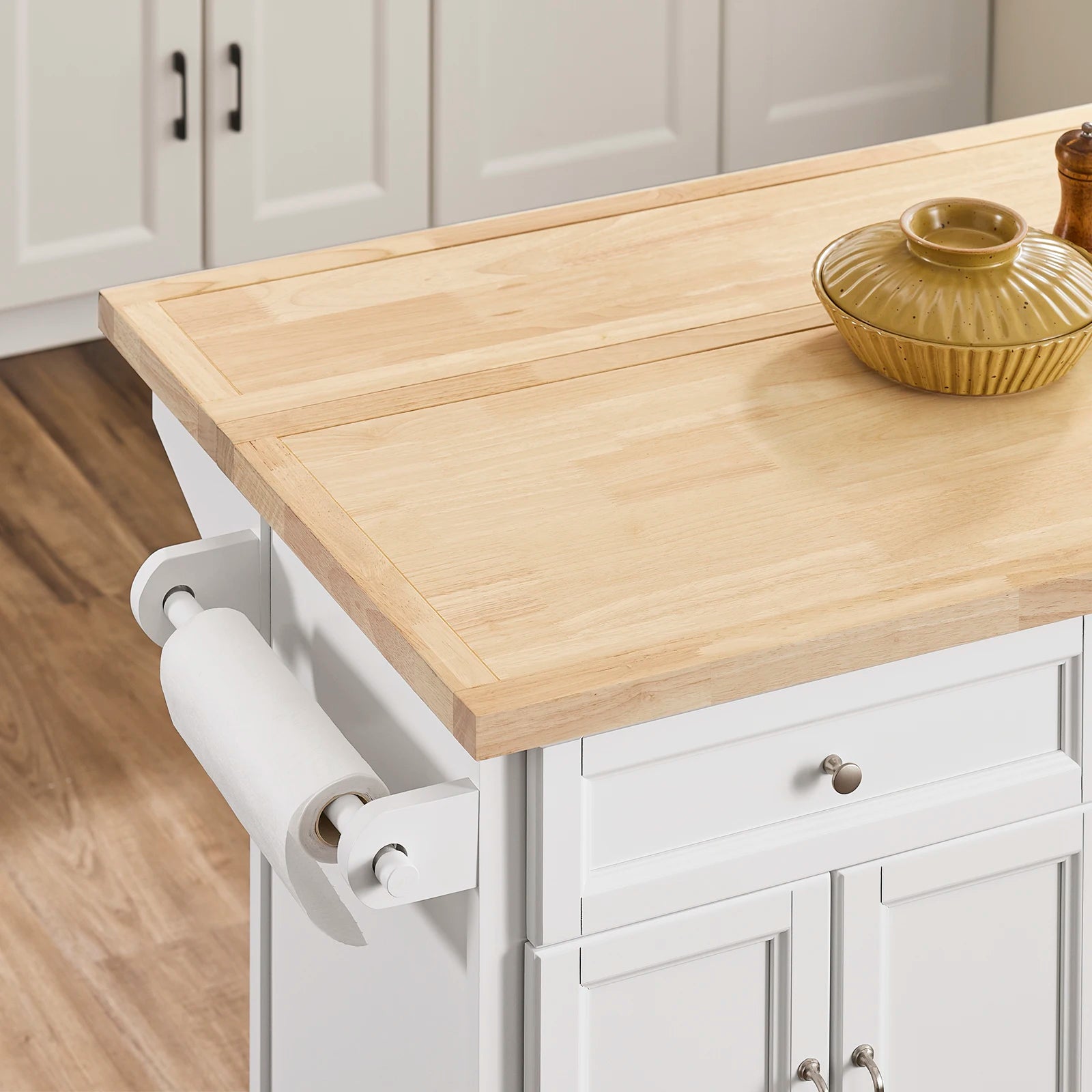 SoBuy FKW71-II Kitchen Island with pull-out work plate and drawers Barcart for kitchen 115x92x(46-71)cm