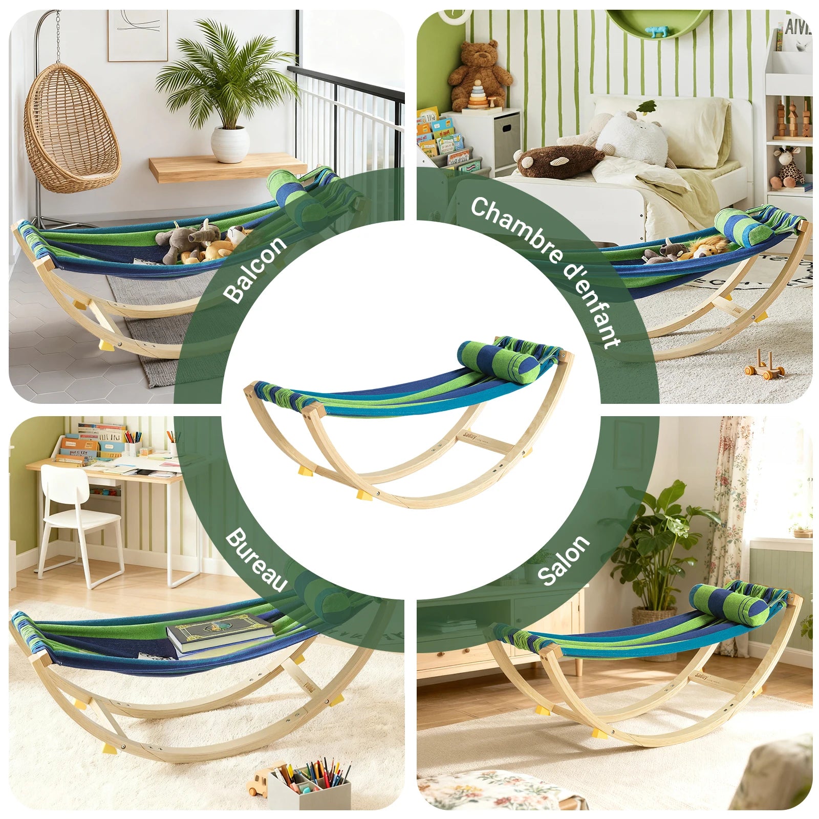 SoBuy KMB16-J Children's hammock with Safety Stopper hammock Swing lounger Swing for Kids high chair Colorful