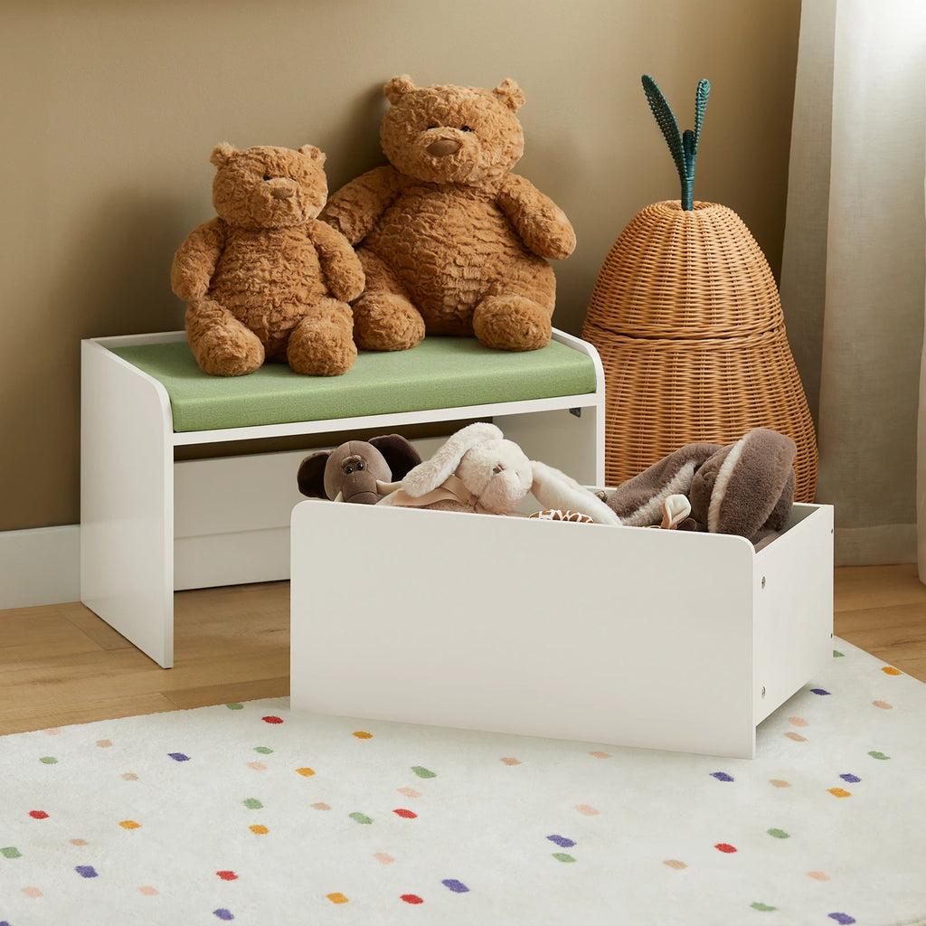SoBuy KMB80-W Kids Bench with Storage Practical toys & shoes storage box with Comfortable seat cushion