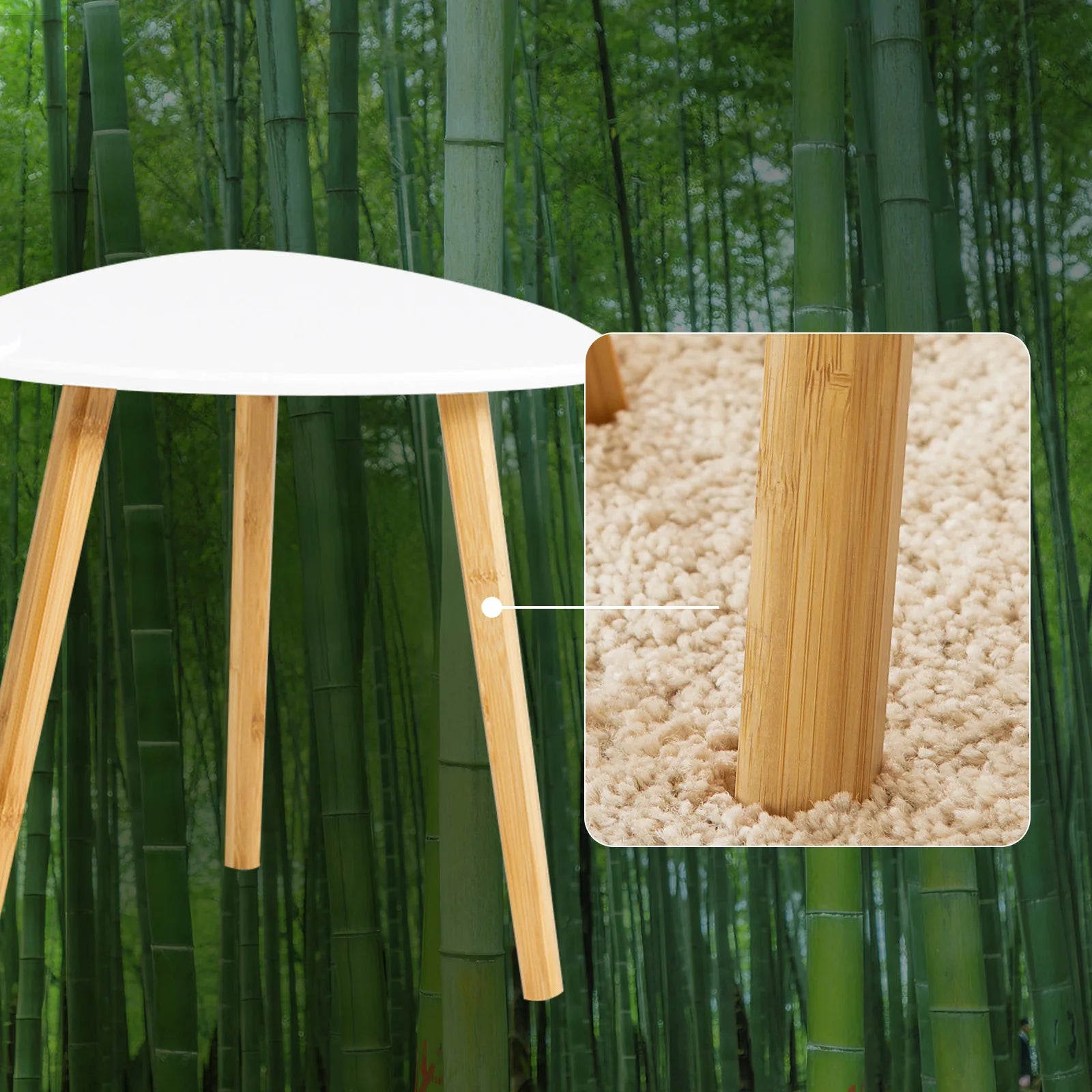 SoBuy FBT74-W Set of 2 side tables with shelves, coffee table, sofa table, nesting tables, bamboo, white/natural