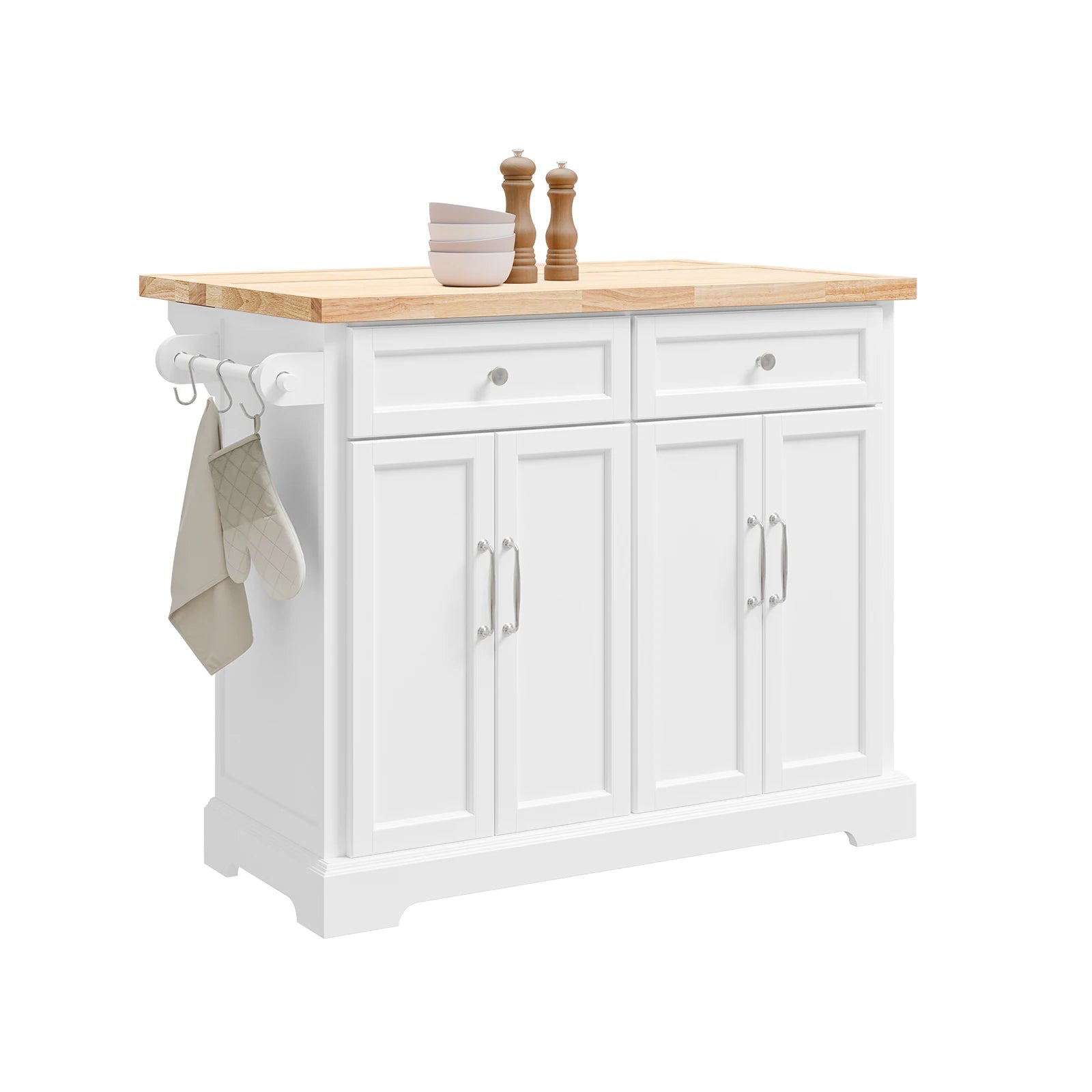 SoBuy FKW71-II Kitchen Island with pull-out work plate and drawers Barcart for kitchen 115x92x(46-71)cm