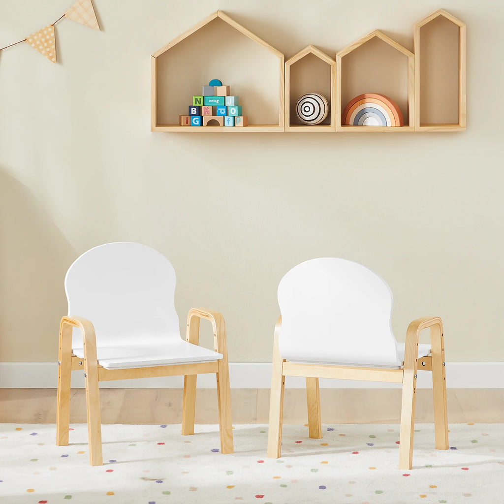 SoBuy KMB24-Wx2 set chair height adjustable chairs with armrests and backrest white seat height 23-35cm