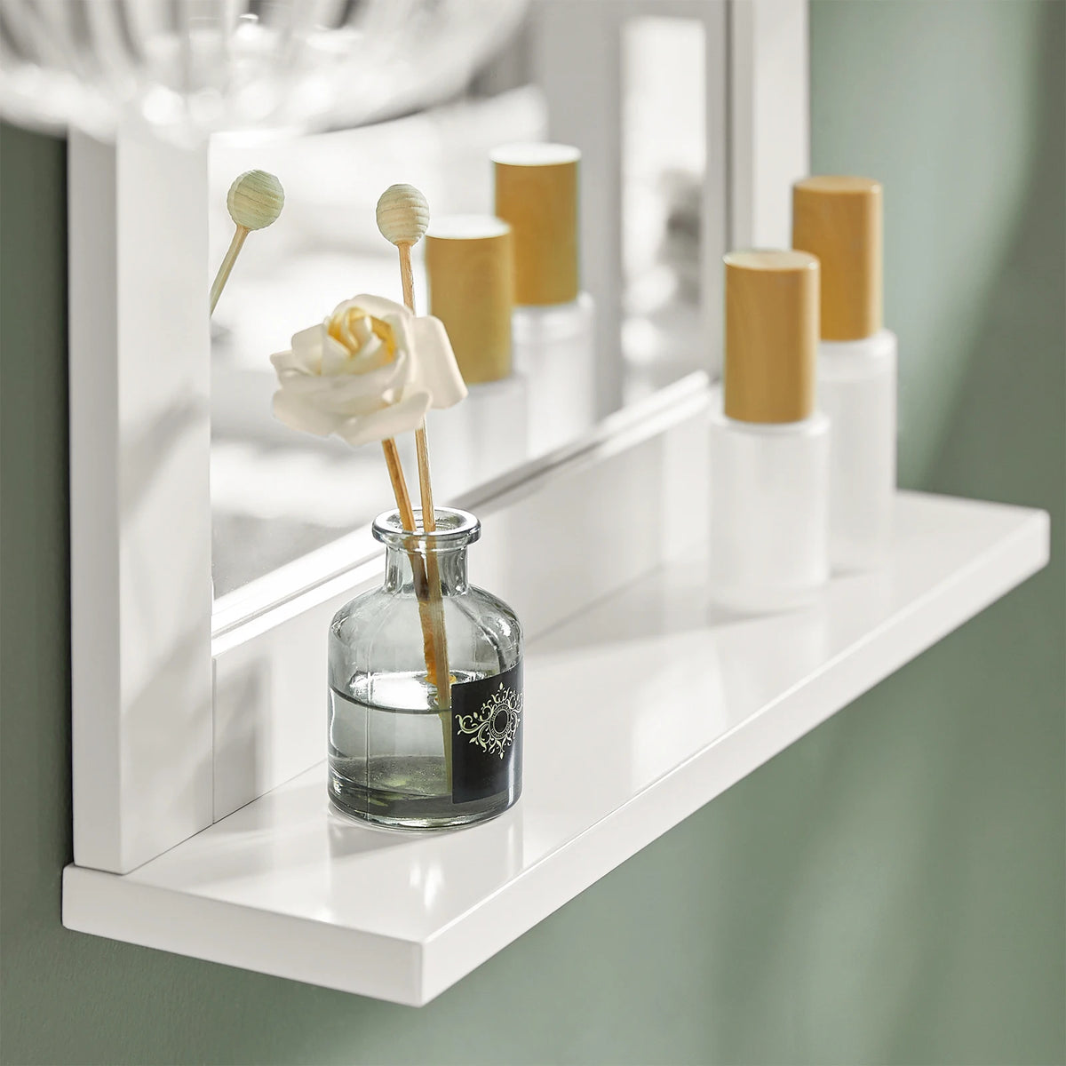 SoBuy FRG129-W mirror wall mirror bathroom mirror with shelf white BHT: 40x49x10cm