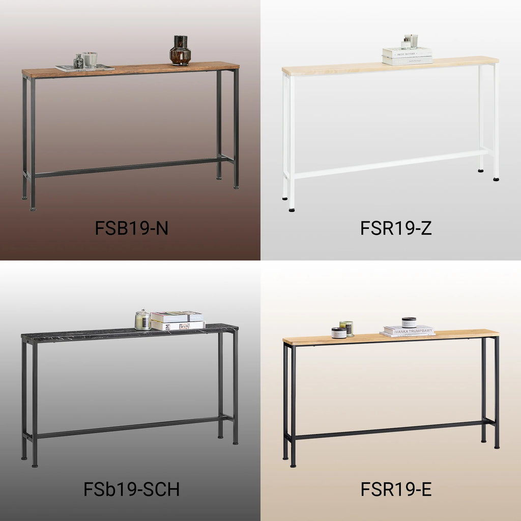 SoBuy FSB19-E console table narrow hallway table – console tables for the living room, vintage metal sideboard, robust design – ideal for hallway furniture, office – natural & black, 120x65x20cm