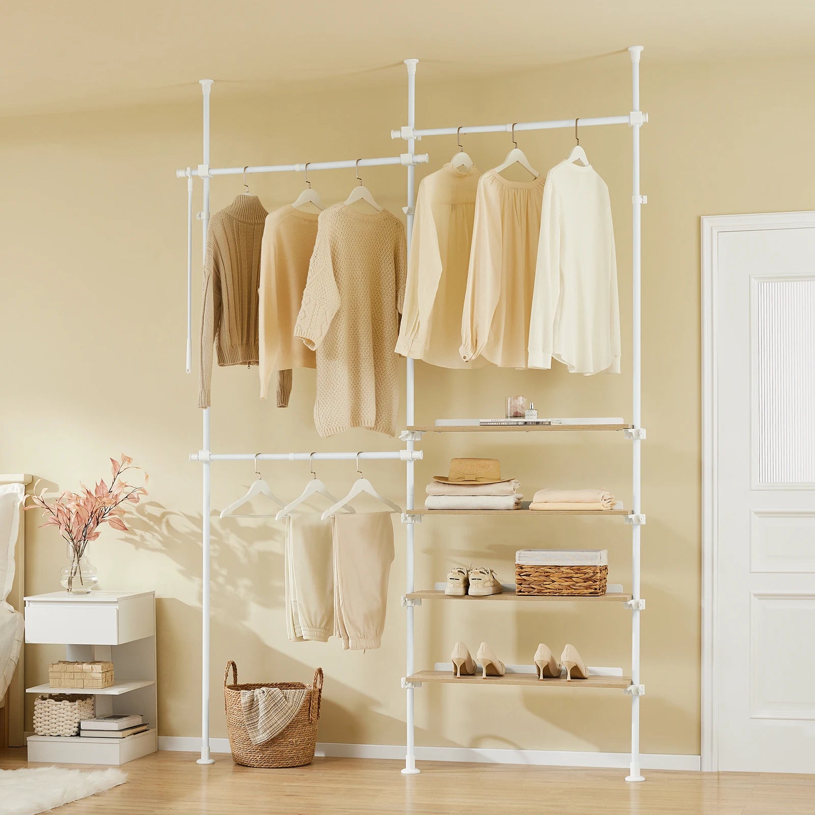 SoBuy KLS17-WN Telescopic dresses stand Heavy Duty with Racks & Cloakroom Racks White Nature