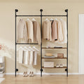 SoBuy KLS18-SCH wall mounted dresses stand with 3 dresses rods & 3 MDF storage space-saving open dresses cabinet