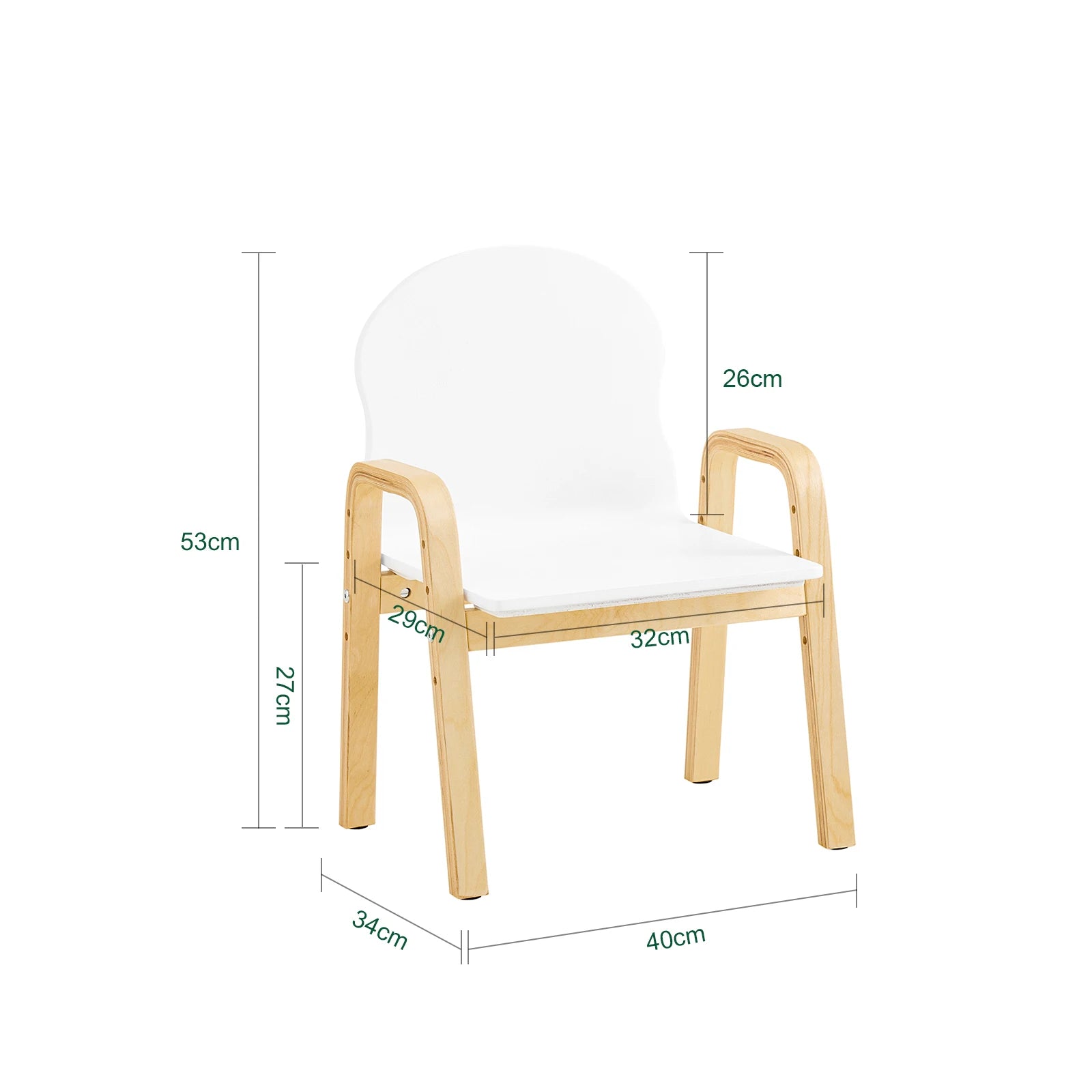 SoBuy KMB24-Wx2 set chair height adjustable chairs with armrests and backrest white seat height 23-35cm