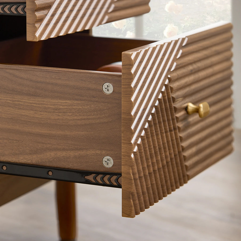 SoBuy FBT170-N vintage bedside table with 2 drawers, wood side table table with rubber tree wooden legs Brown 45 × 40 × 58