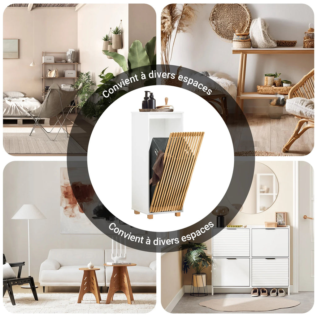 SoBuy BZR126-W laundry wardrobe with fold-out laundry bag laundry chest laundry collector laundry basket bathroom wardrobe BHT approx. 32x85x33cm