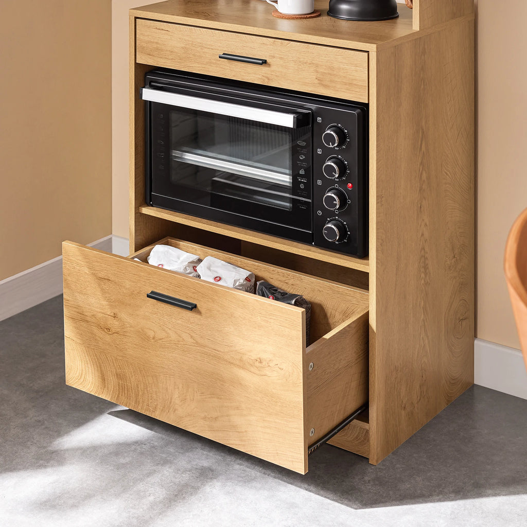 SoBuy FSB98-N Microwave wardrobe with Pegboard High wardrobe Sideboard Kitchen wardrobe with Kitchen Trolley Vintage BHT approx 60x170x40cm