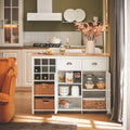 SoBuy KNL05-W Kitchen Island With 2 Rattan Baskets Freestanding Kitchen wardrobe Sideboard Bar Table dining table Buffet White 120x90x56cm