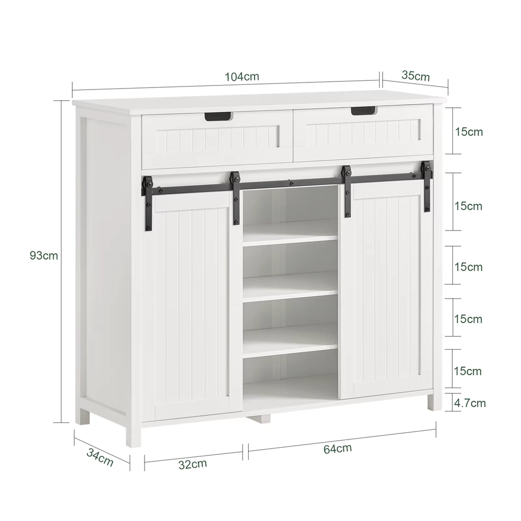 SoBuy FSB74-W kitchen wardrobe sideboard with sliding doors wardrobe buffet storage s wardrobe dresser White BHT approx: 104x93x35cm