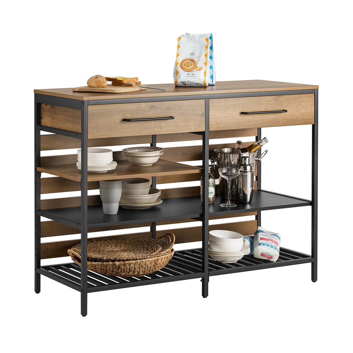 SoBuy FSB85-PF Kitchen Island Kitchen Rack kitchen Cart Sideboard with Drawer and Shelves Dresser Kitchen wardrobe