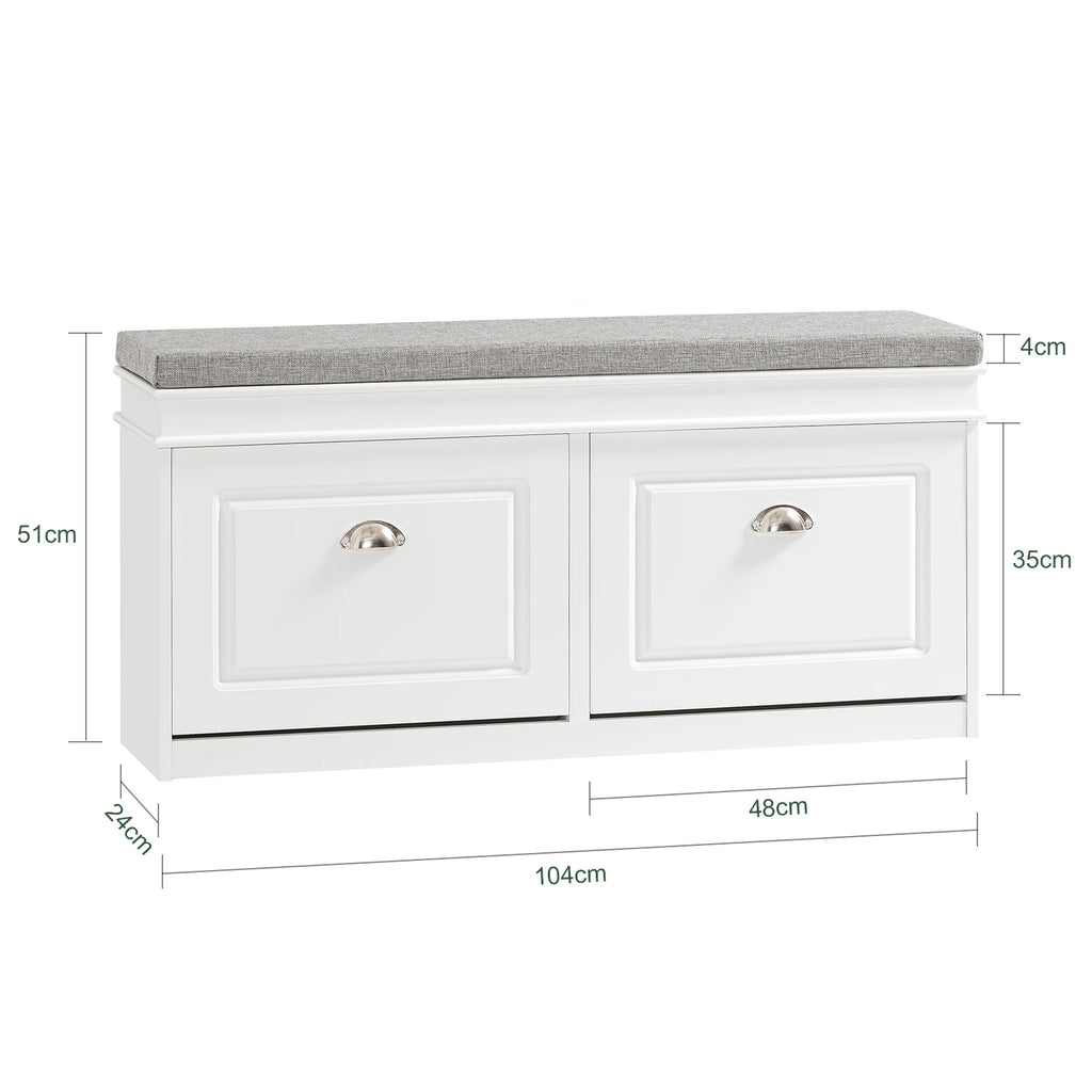 SoBuy FSR64 Shoe dump truck seat chest of drawers bench with seat cushion shoe bench with 2 flaps BHT approx.: 104x52x24cm