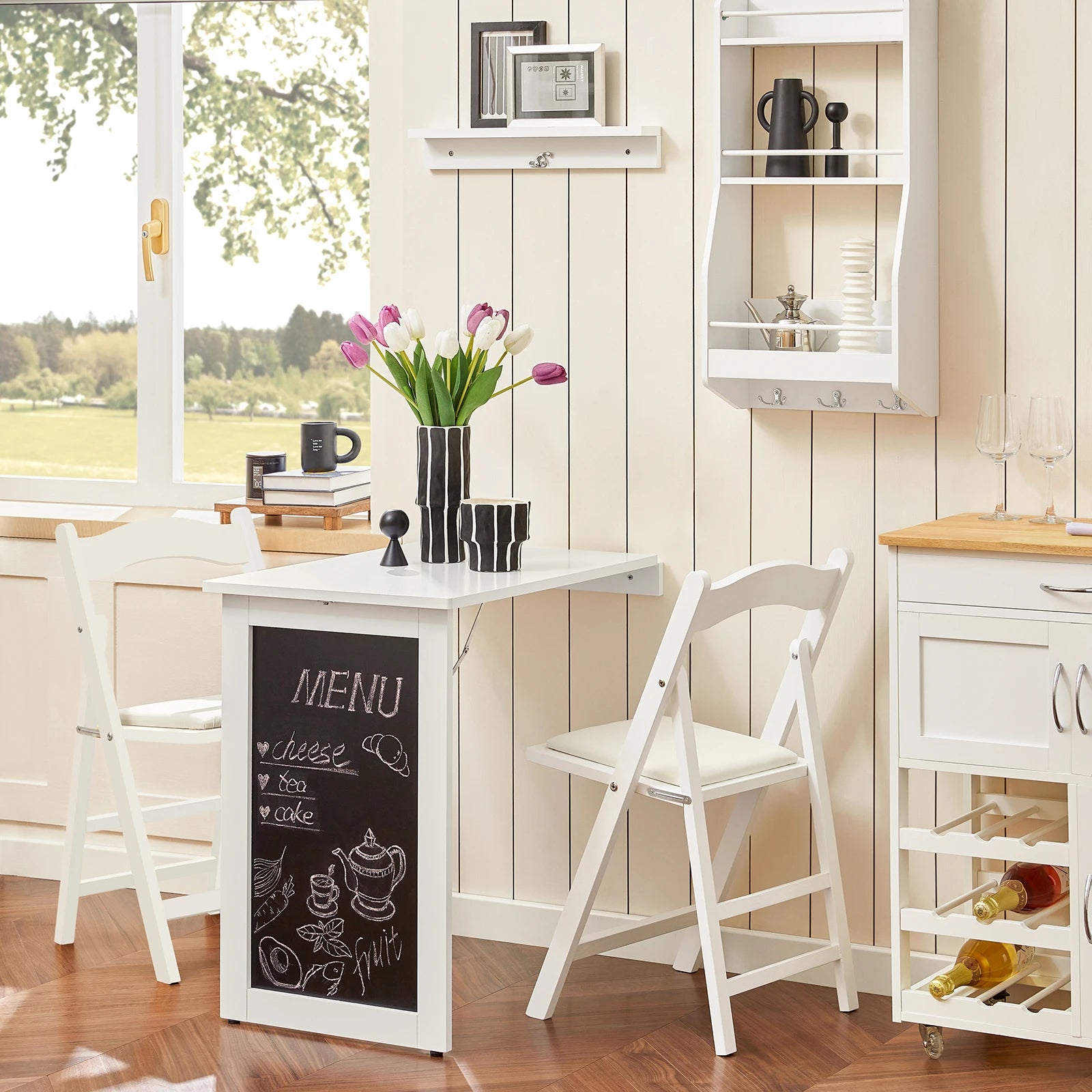 SoBuy FWT20-W Wall Table Folding Table dining table Kitchen Table Memoboard BHT: 50x76x75cm