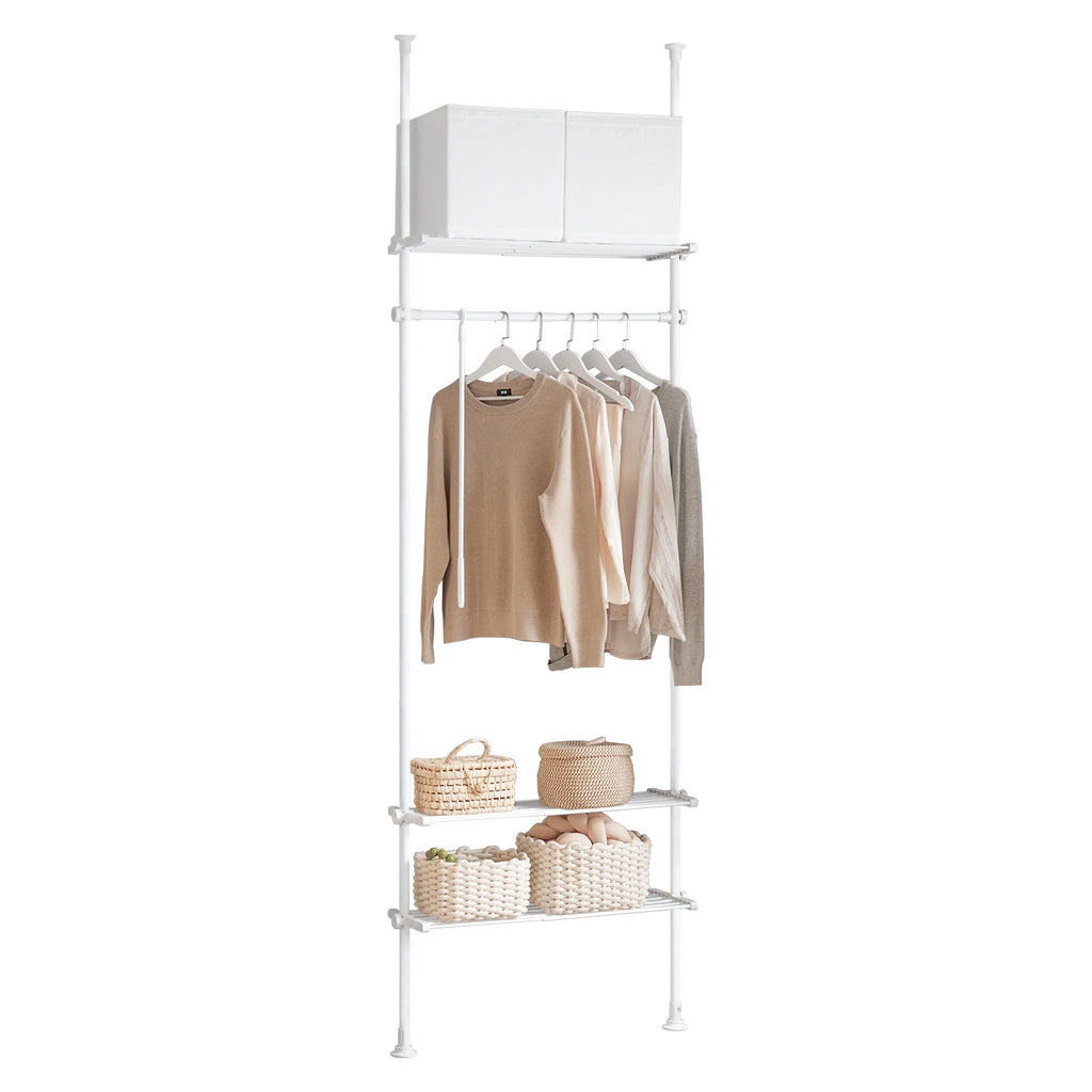 SoBuy KLS07 Telescopic Bar dresses stand with 1 dresses Bar and 3 Stays Telescopic Wardrobe System