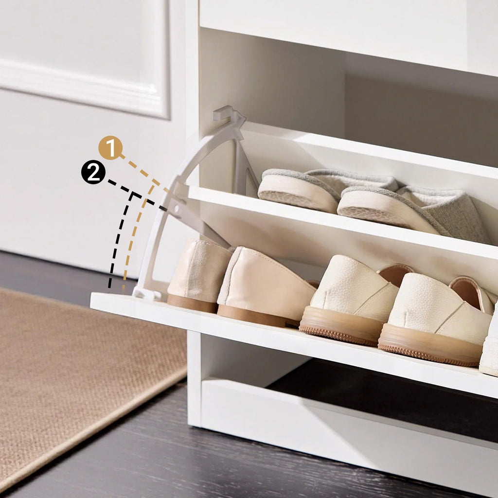 SoBuy FSR180-W 4-flap shoe dump truck shoe rack with 8 storage surfaces White BHT approx. 60x90x30cm