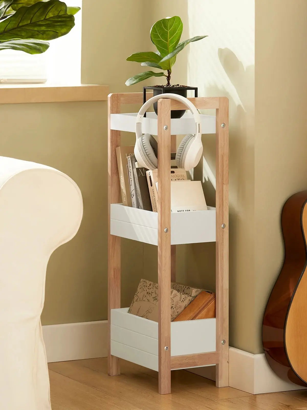 SoBuy FRG226 Bathroom wardrobe with 3 sturdy shelves, narrow bath wardrobe from MDF, Dresser up to 30kg, wood colors 28x20x74cm